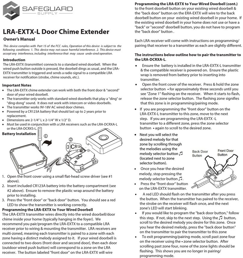 Safeguard Supply LRA-EXTX-L owner's manual