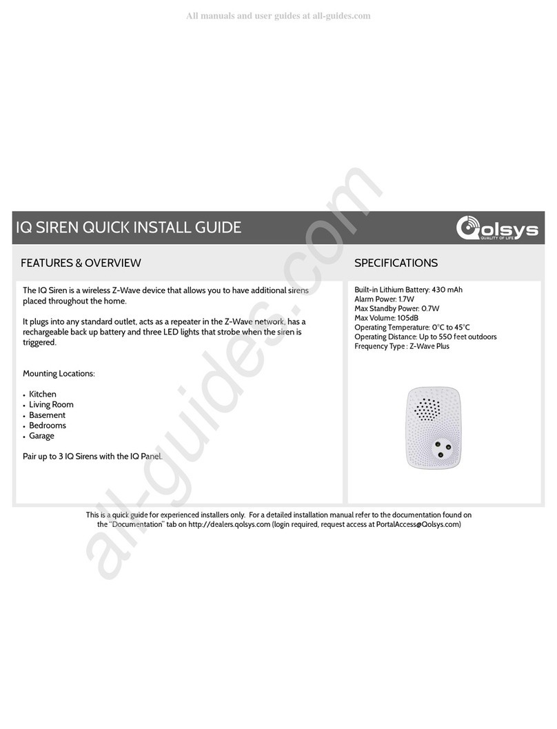 QOLSYS IQ Siren Quick install guide