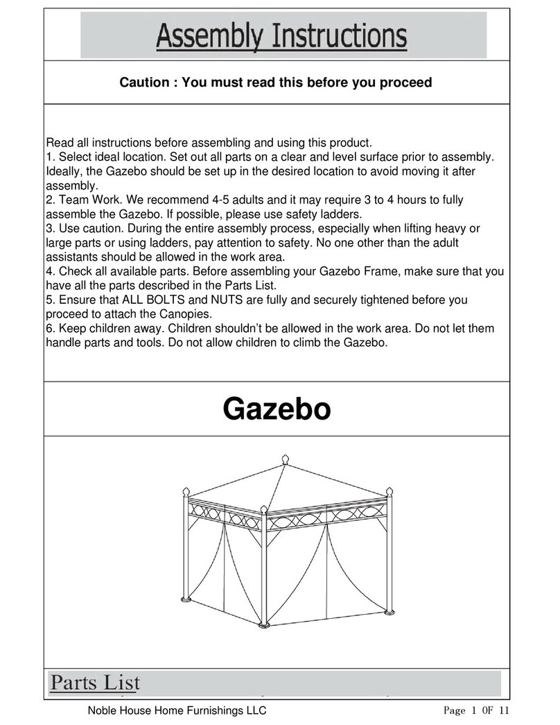 Noble House Home Furnishings Gazebo Assembly instructions