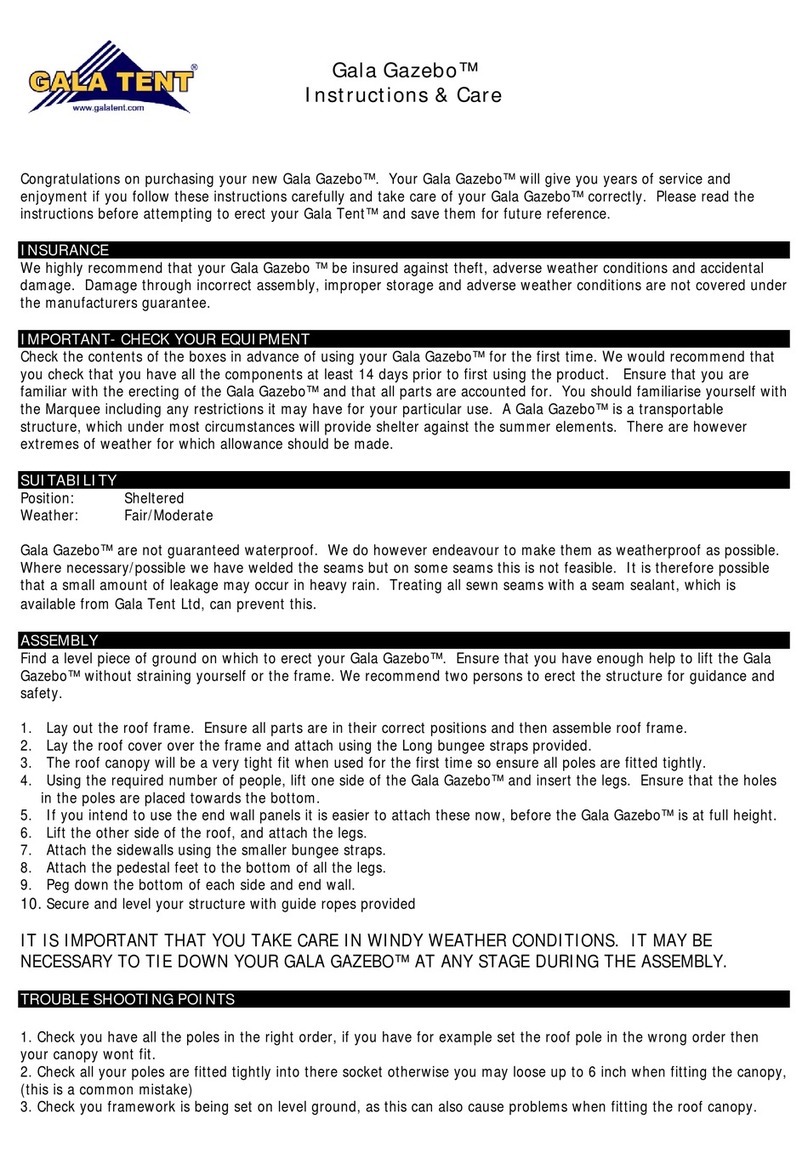 Gala Tent Gazebo Instructions & Care Gala Tent Gazebo Instructions & Care