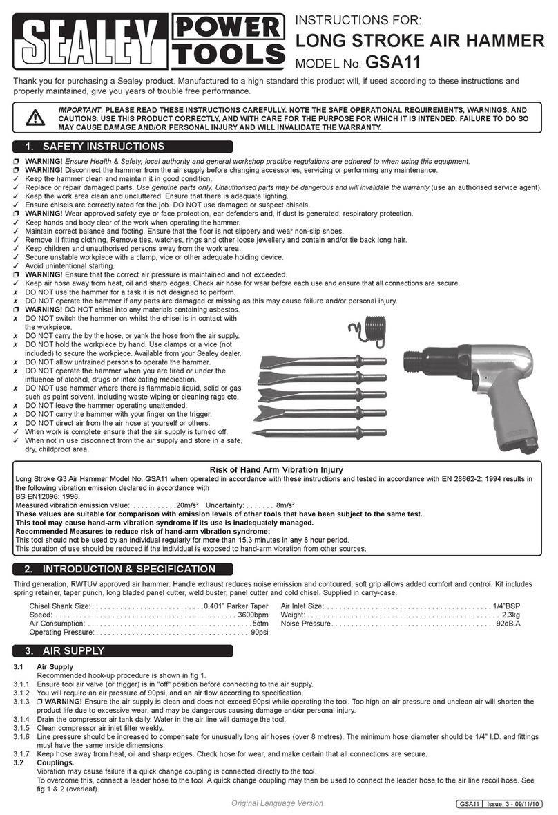 Sealey Power tools GSA11 User manual