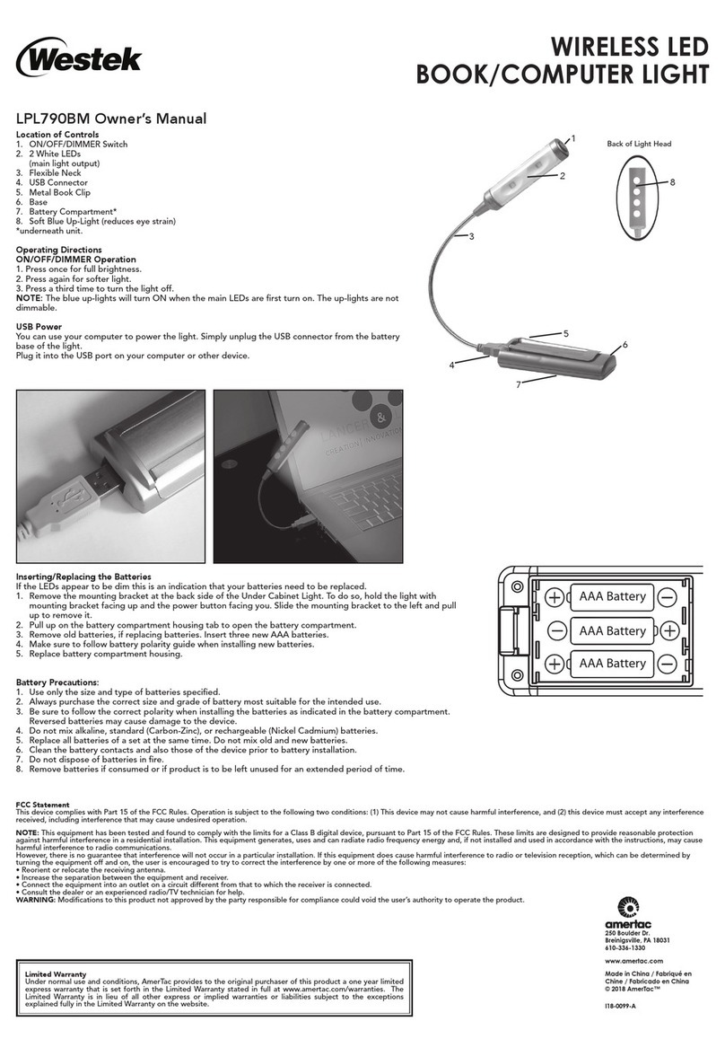 AmerTac WESTEK LPL790BM owner's manual