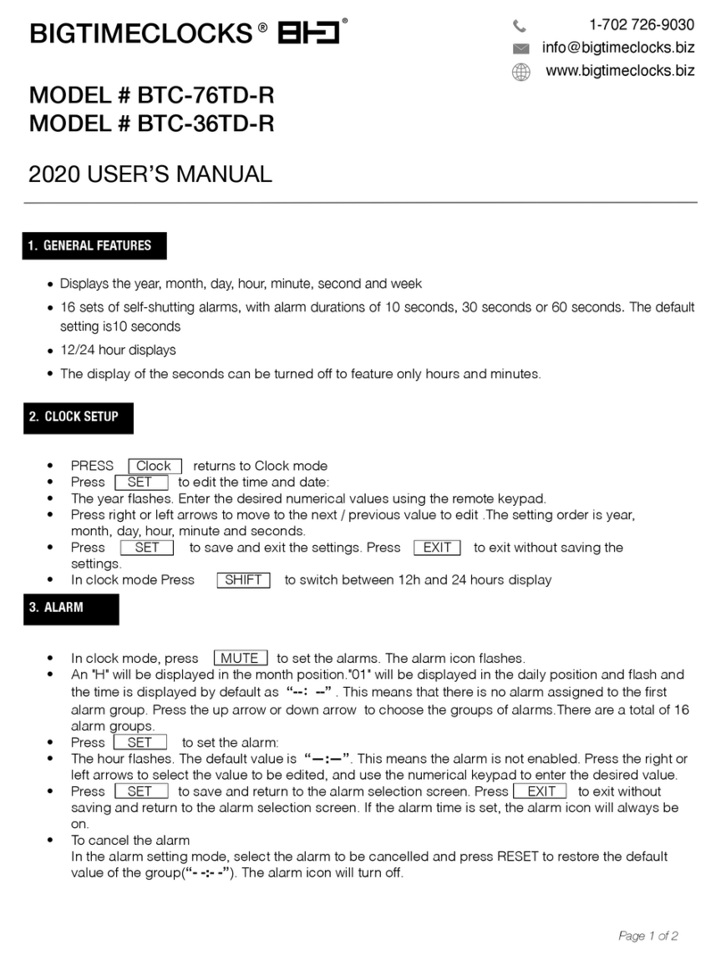 BigTimeClocks BTC-76TD-R User manual
