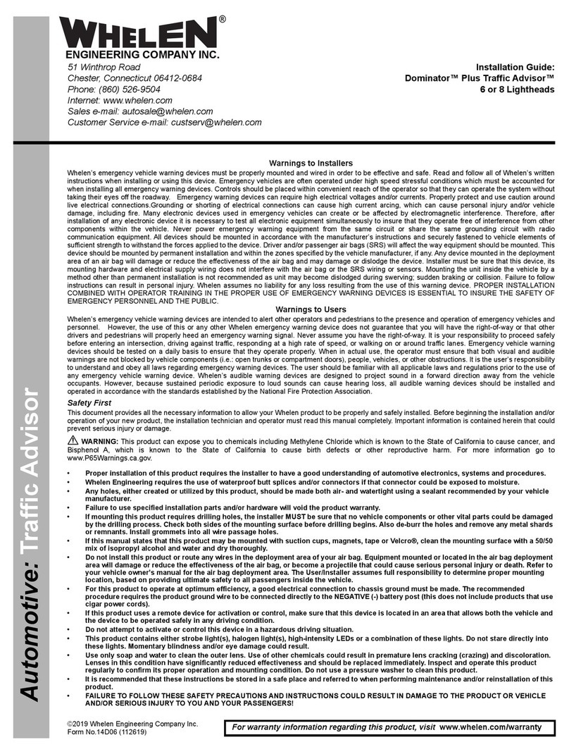Whelen Engineering Company Dominator Plus Traffic Advisor User manual