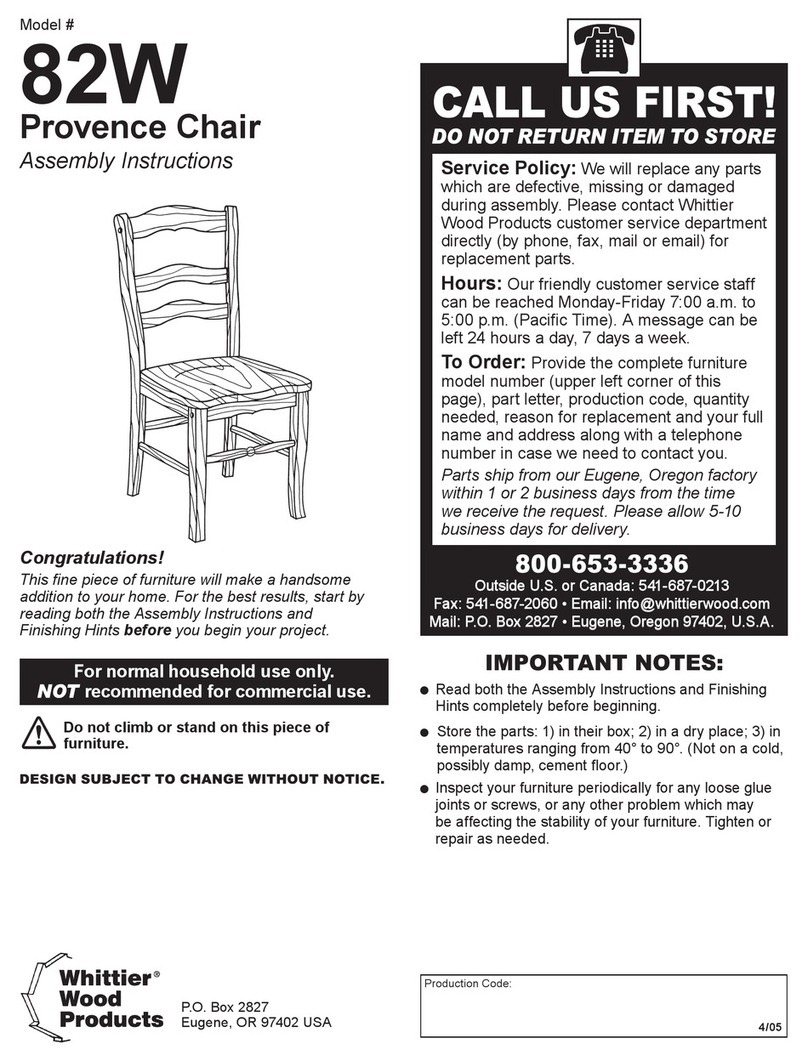 Whittier Wood Products 82W Assembly instructions
