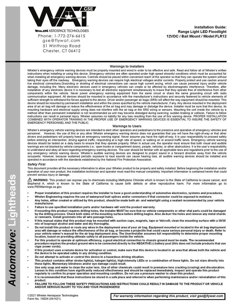 Whelen Engineering Company FLR12 installation guide