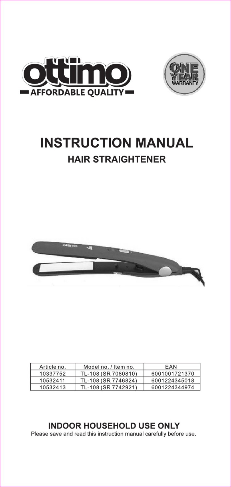 ottimo TL-108 instruction manual