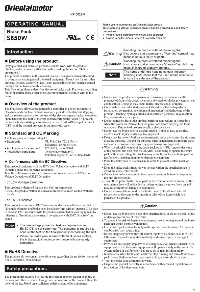 Oriental motor SB50W operating manual