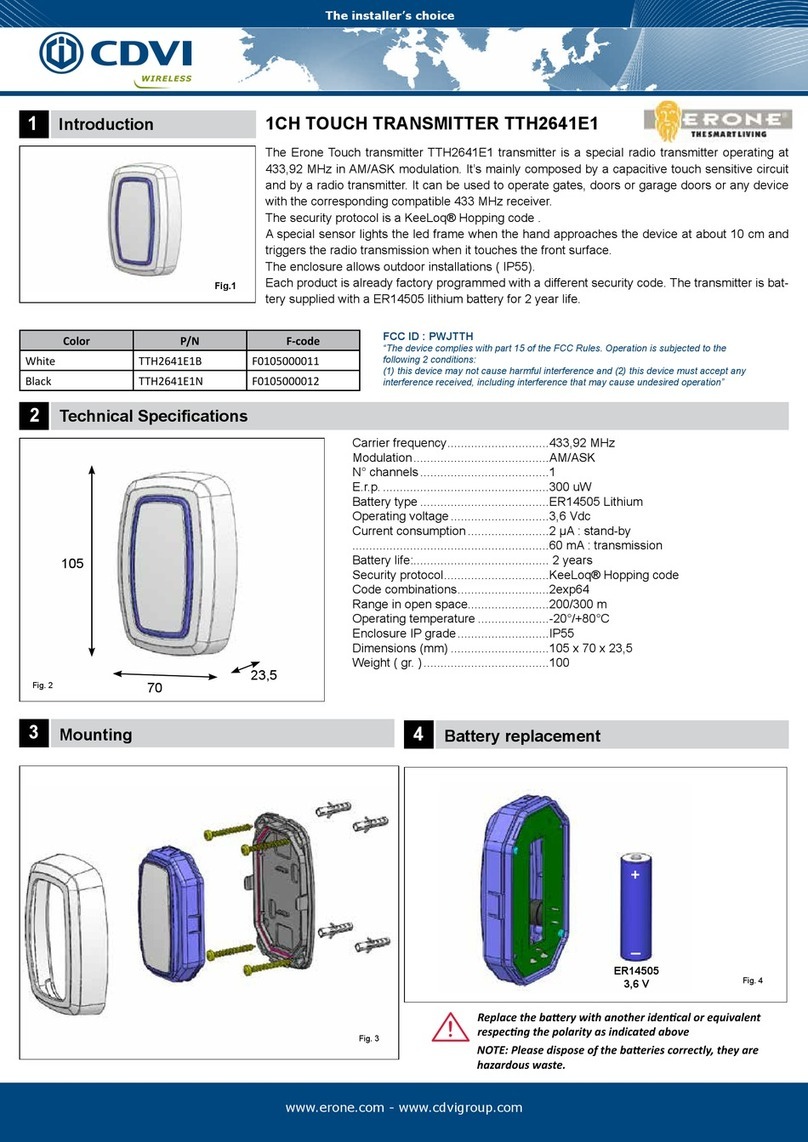 CDVI Erone TTH2641E1B quick start guide