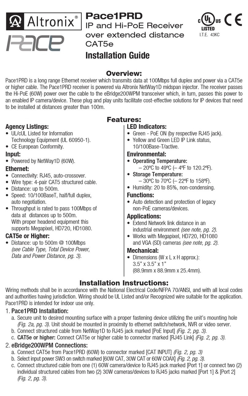 Altronix Pace1PRD User manual