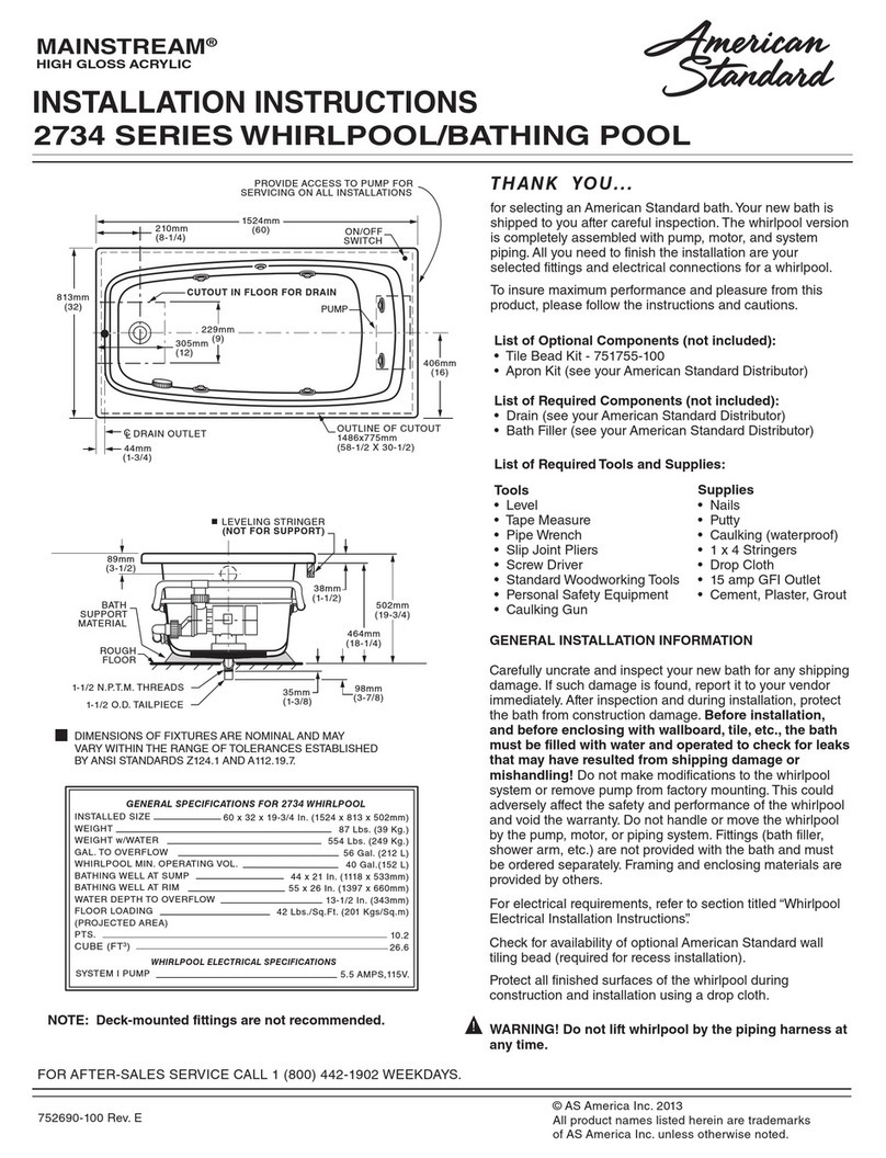 American Standard MAINSTREAM 2734 Series User manual