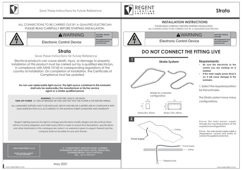 Regent Lighting Solutions Strata installation instructions Regent Lighting Solutions Strata installation instructions