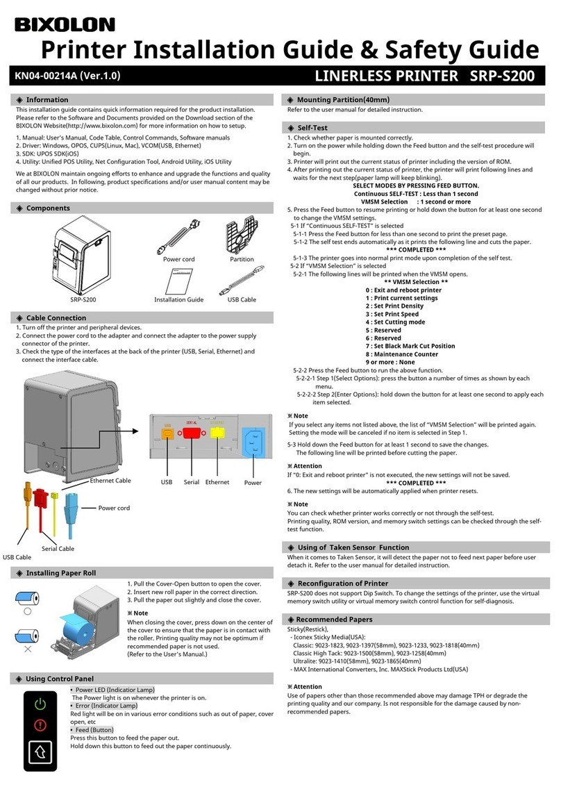 BIXOLON SRP-S200 Installation and operating manual