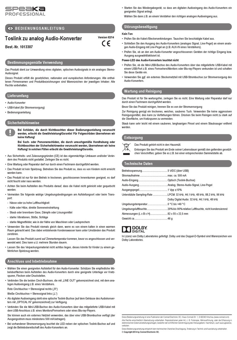Speaka Professional 1013307 User manual