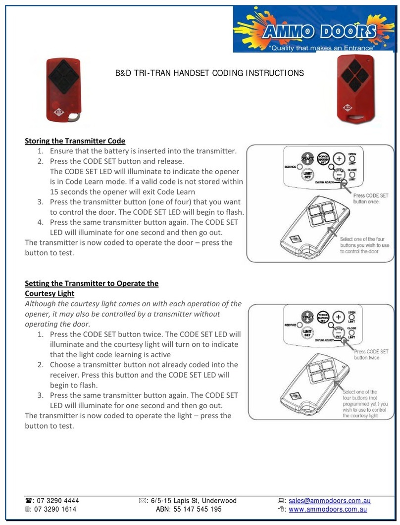Ammo doors B&D TRI-TRAN Coding Instructions