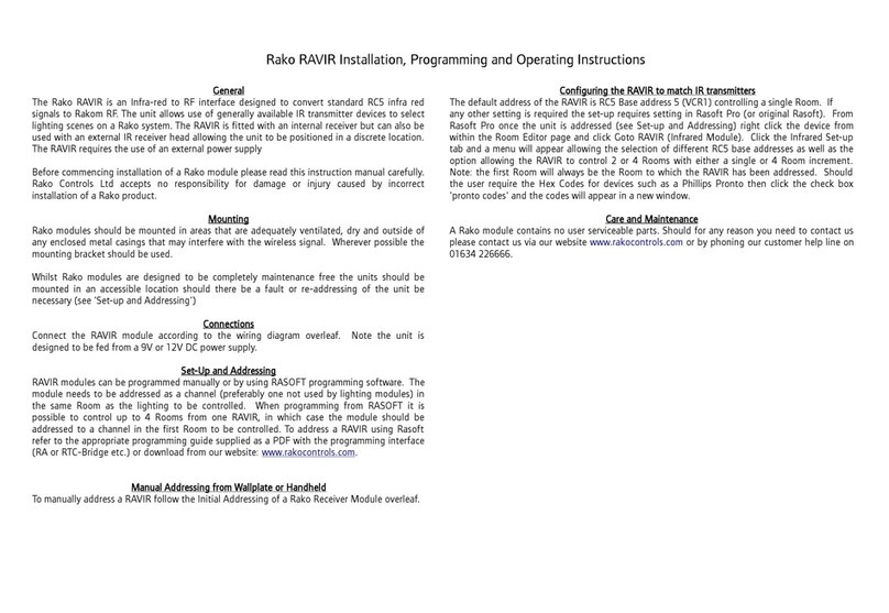 rako RAVIR Installation, Programming and Operating Instructions