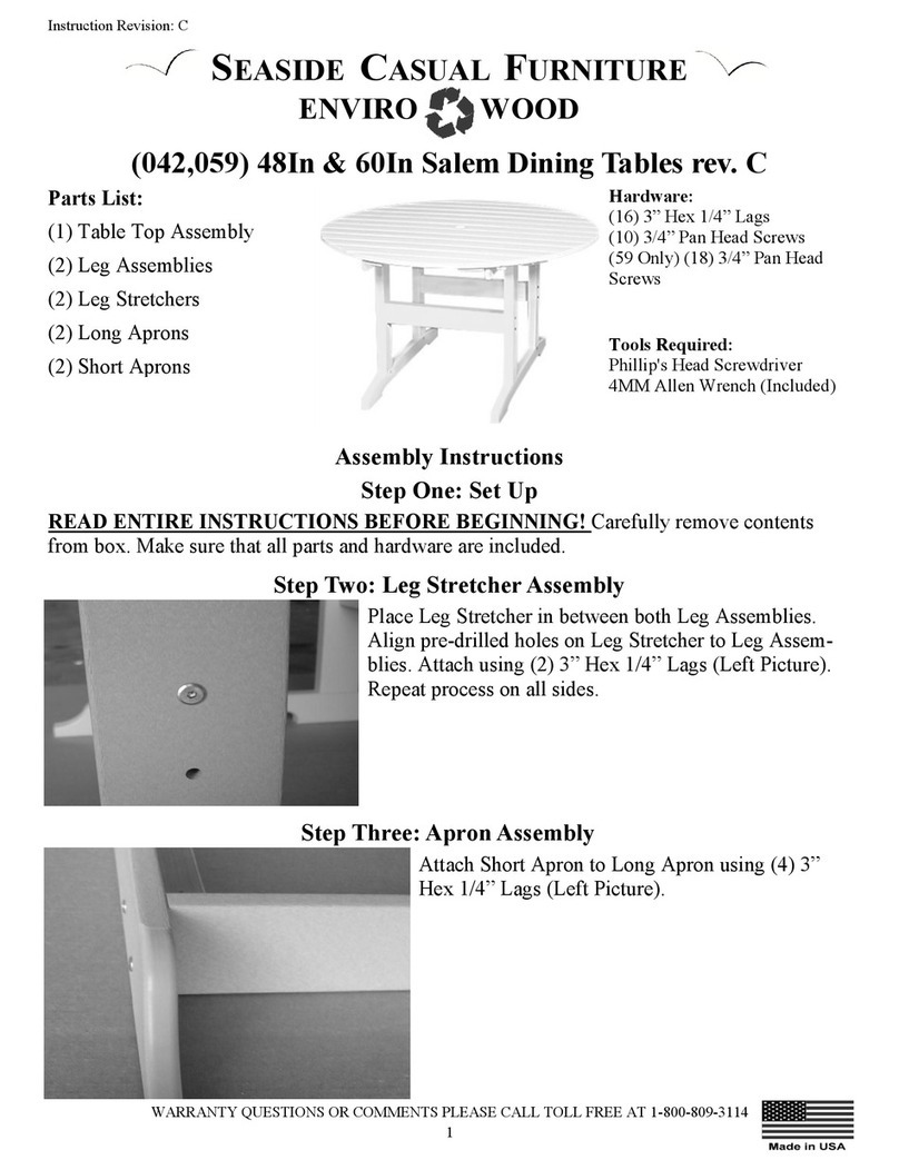 SEASIDE CASUAL FURNITURE Salem 042 Assembly instructions