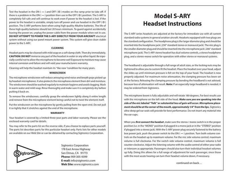 Sigtronics S-ARY User manual