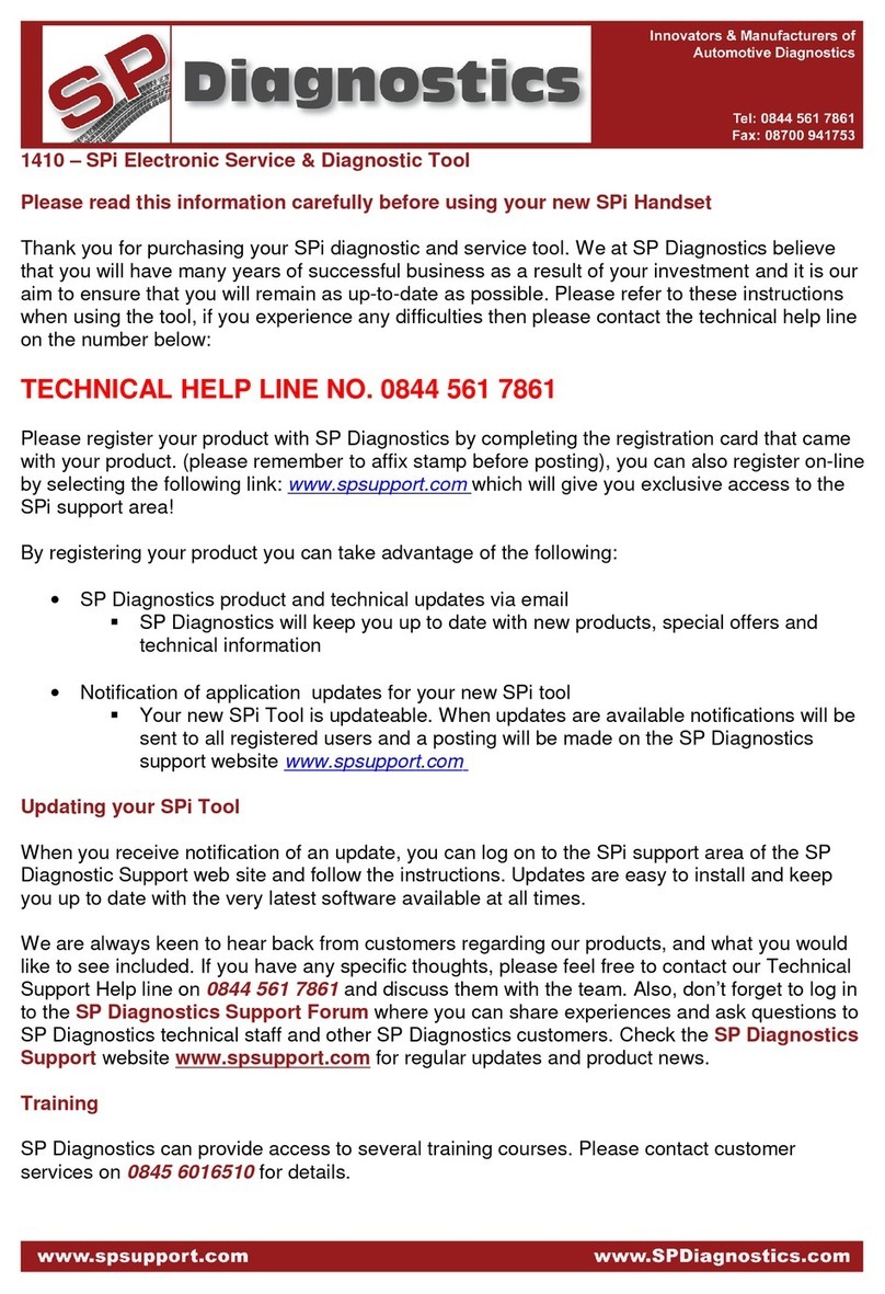 SP Diagnostics 1410 User manual