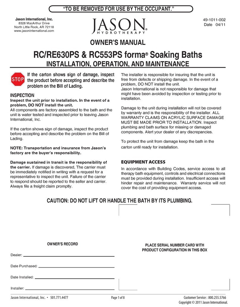 JASON Hydrotherapy forma AirMasseur RE630PS User manual JASON Hydrotherapy forma AirMasseur RE630PS User manual
