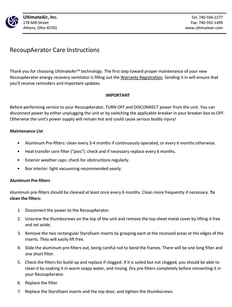 UltimateAir RecoupAerator Care Instructions
