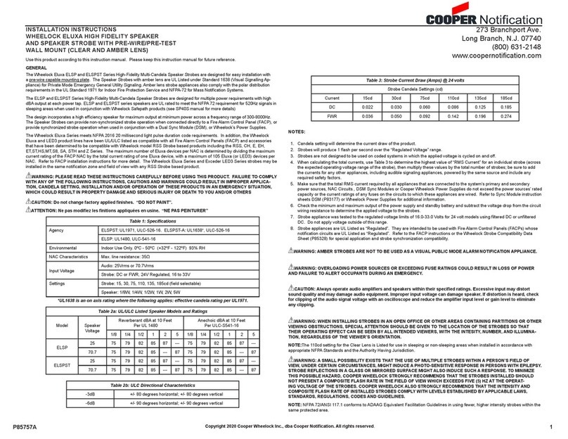 Cooper Wheelock ELUXA ELSP Series installation instructions