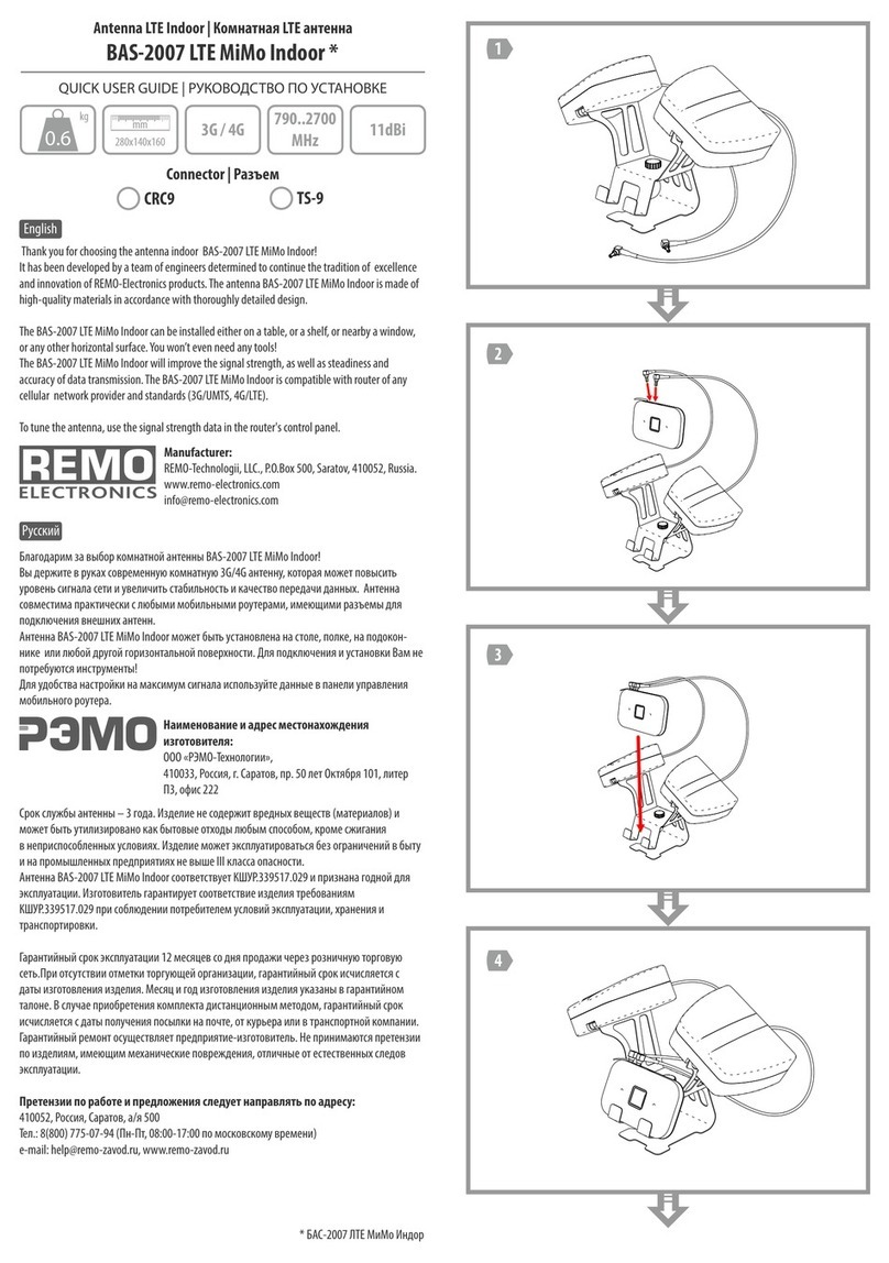 REMO Electronics BAS-2007 LTE MiMo Indoor Quick user guide