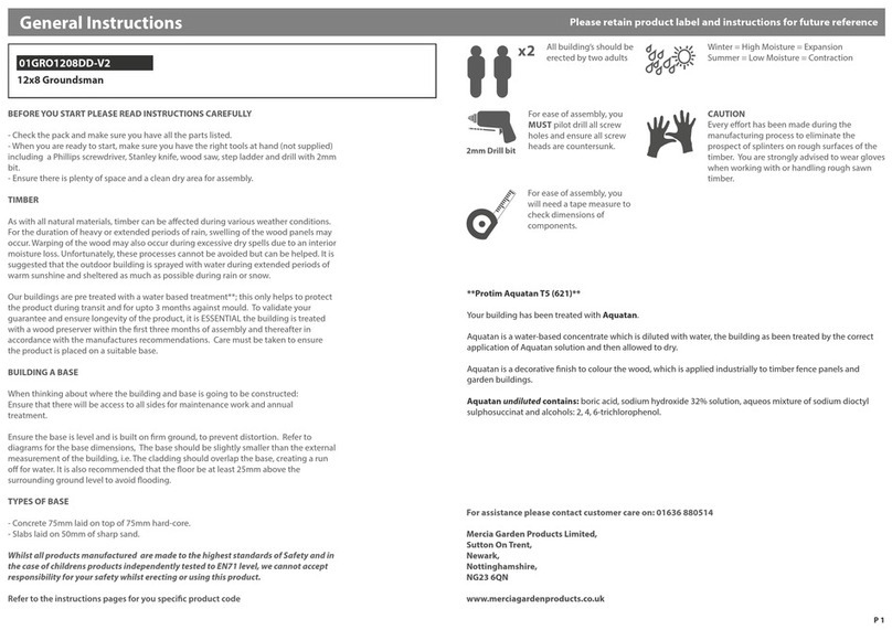 Adley 12x8 Groundsman General instructions