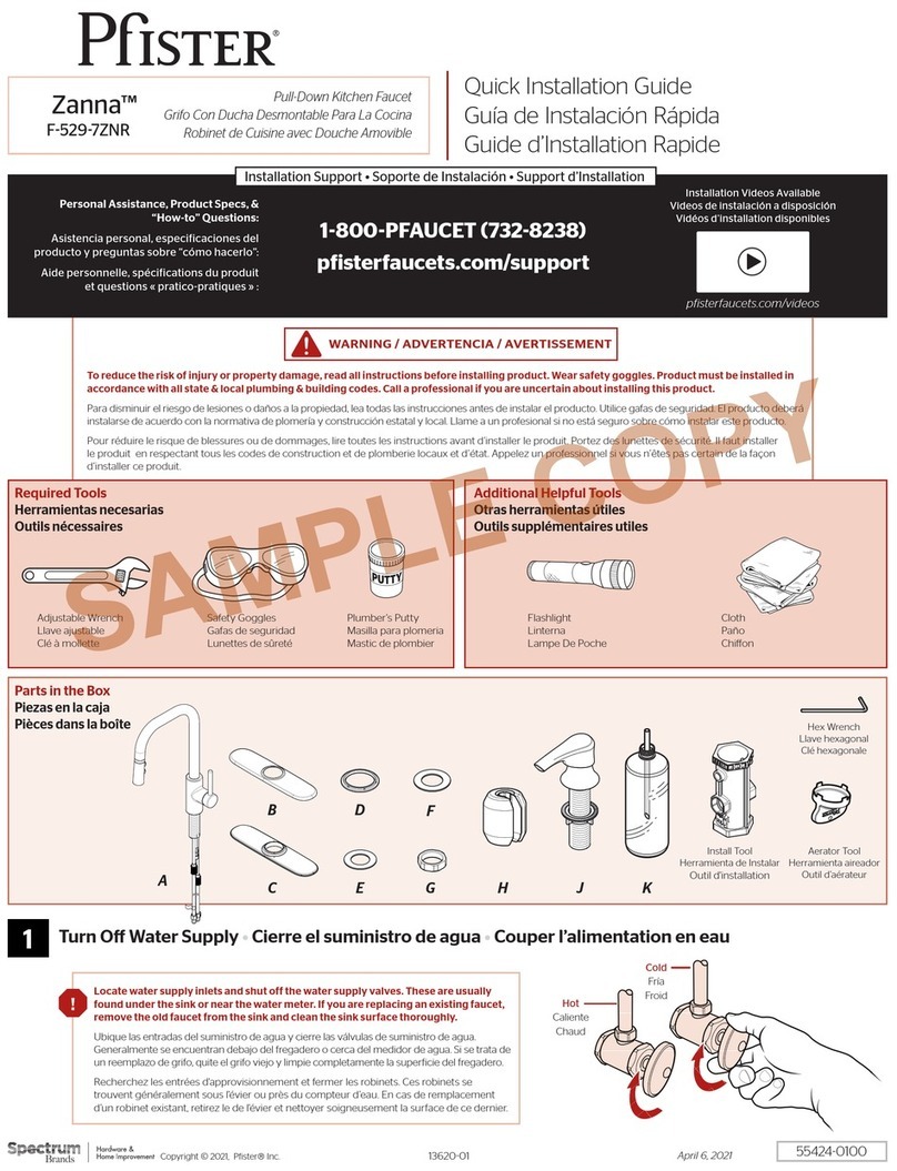 Pfister Zanna F-529-7ZNR Quick installation guide Pfister Zanna F-529-7ZNR Quick installation guide