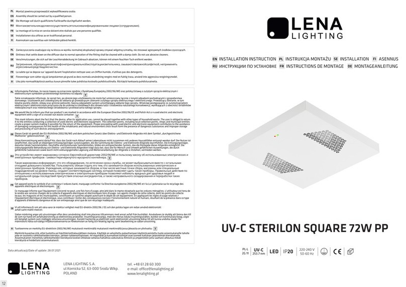 Lena Lighting UV-C STERILON SQUARE 72W PP User manual