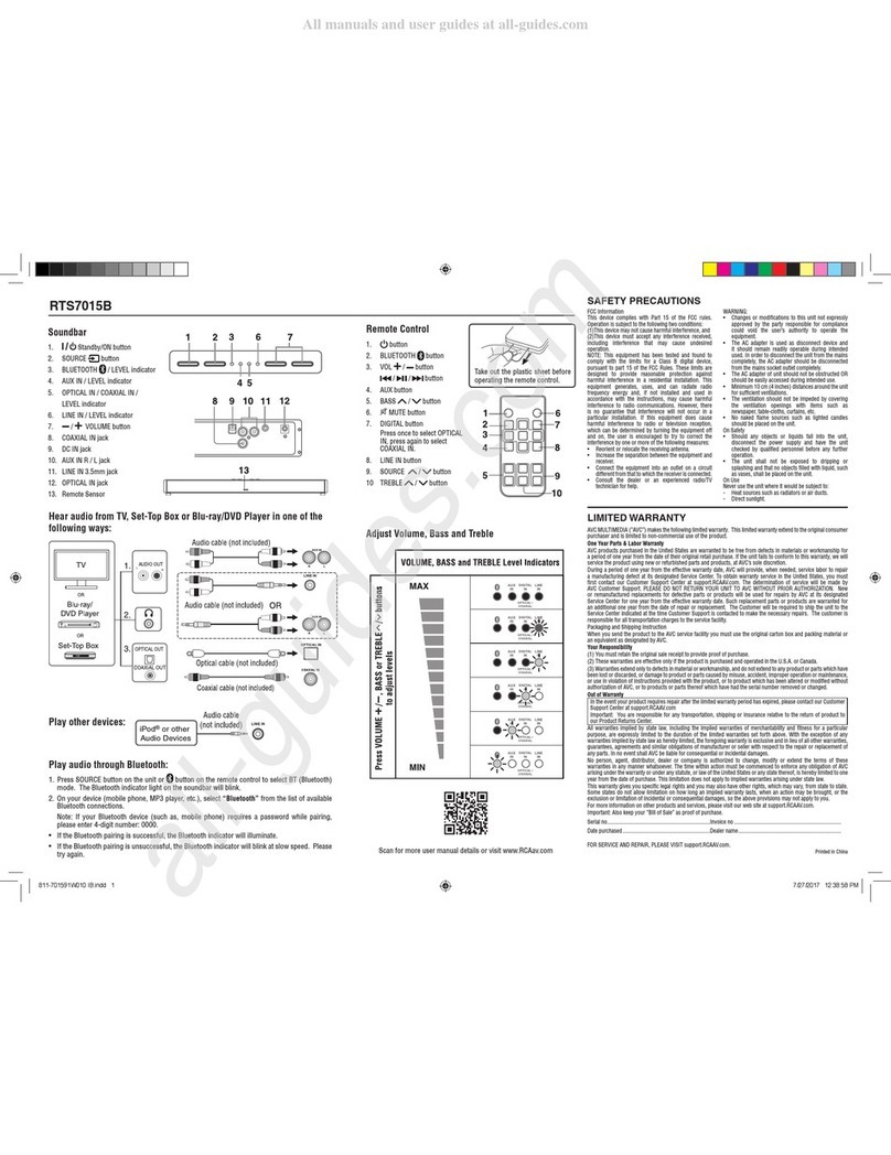 AVC RTS7015B quick start guide