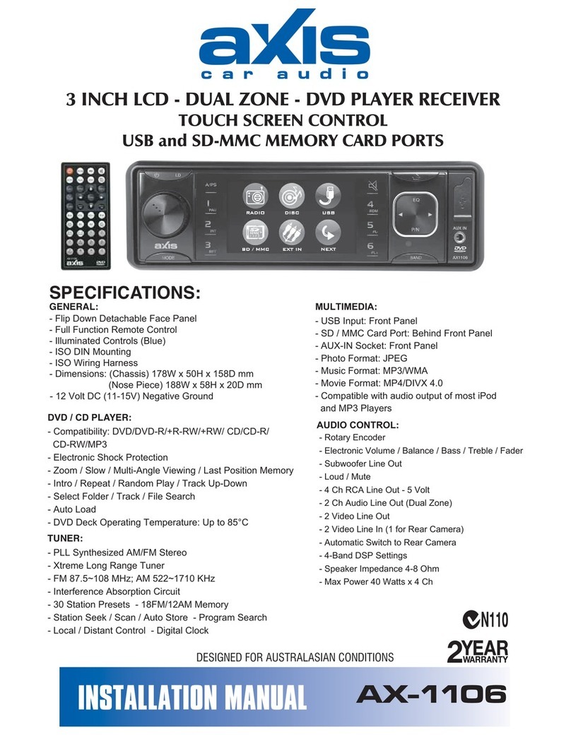 Axis Car Audio AX-1106 installation manual