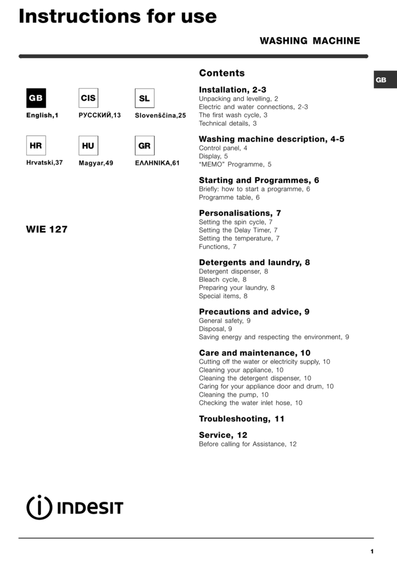 Indesit WIE 127 Instructions for use