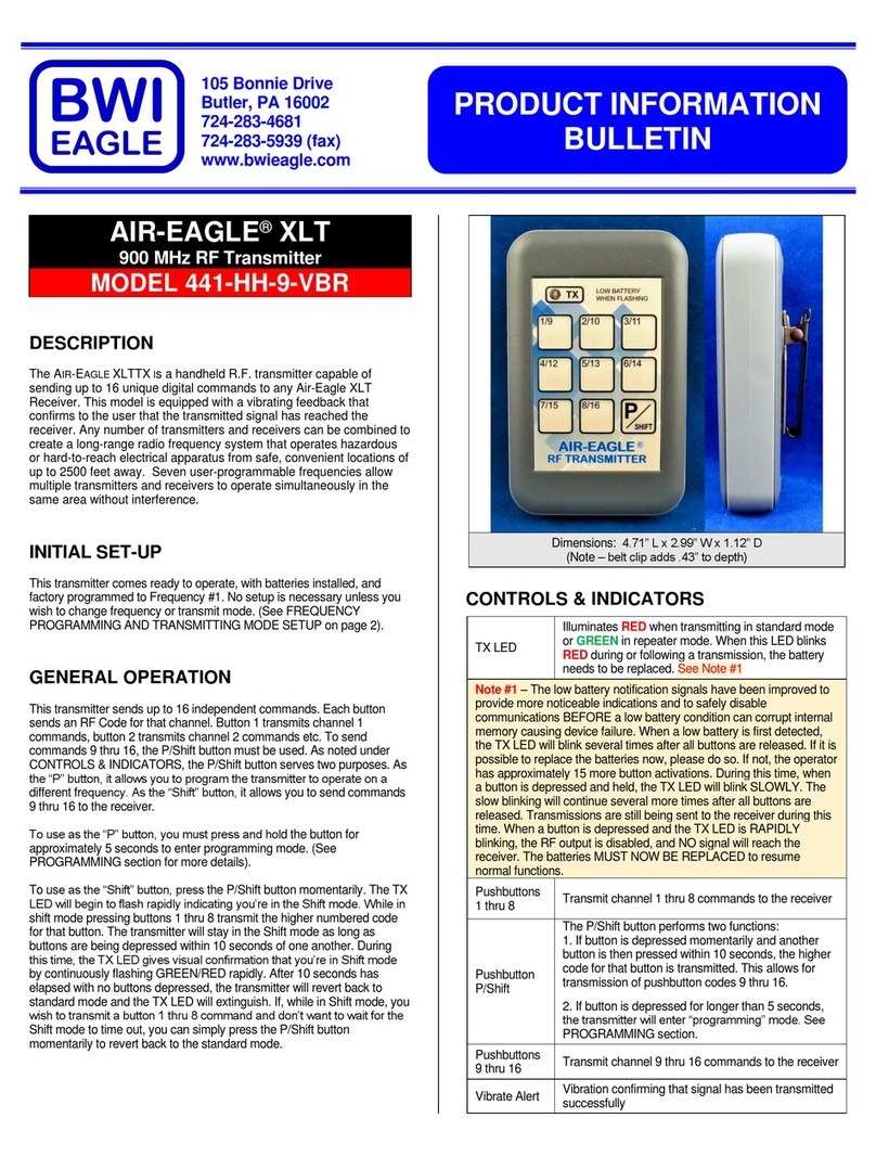 BWI Eagle AIR-EAGLE XLT 441-HH-9-VBR Product information bulletin