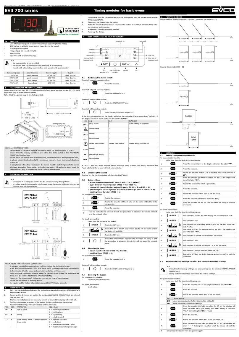 Evco EV3 700 Series quick start guide