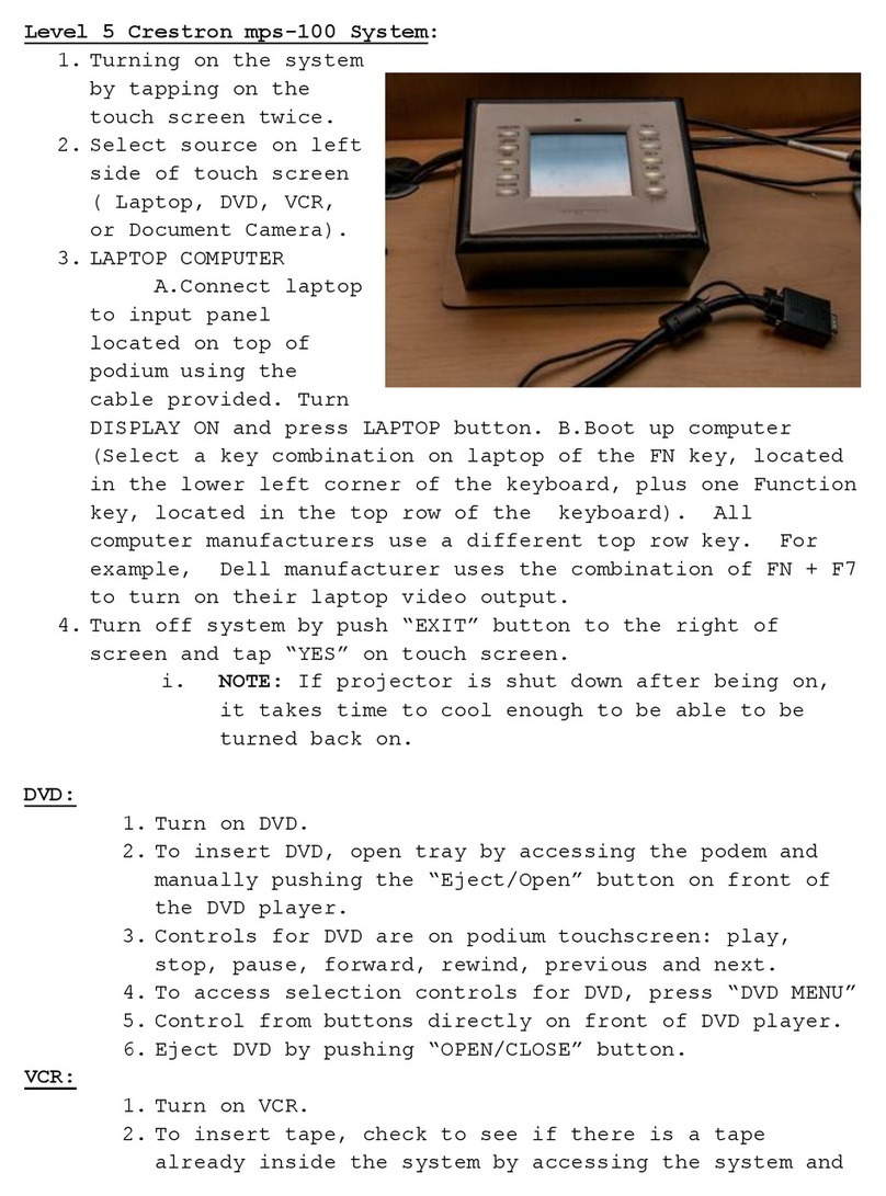Crestron MPS-100 quick start guide
