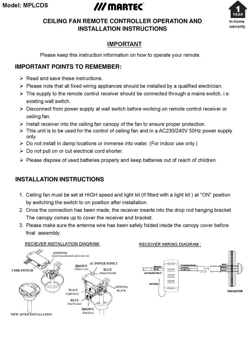Martec MPLCDS Operation and installation instructions