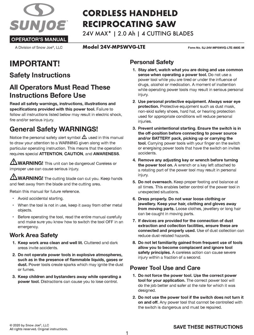 SNOWJOE Sunjoe 24V-MPSWVG-LTE Operator's manual