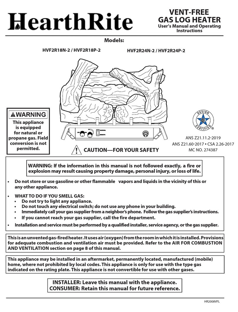 HearthRite HVF2R18N-2 User's manual and operating instructions