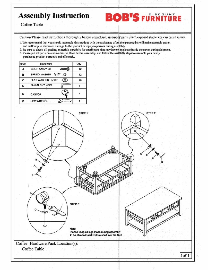 Bob's Discount Furniture DREAM WEAVER Assembly instruction Bob's Discount Furniture DREAM WEAVER Assembly instruction