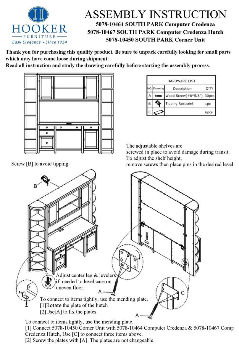 Hooker Furniture 5078-10464 SOUTH PARK Assembly instruction Hooker Furniture 5078-10464 SOUTH PARK Assembly instruction