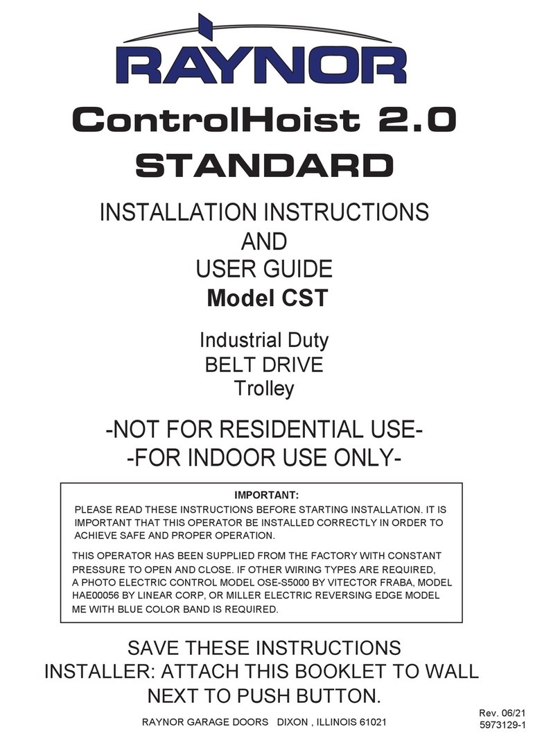 Raynor ControlHoist 2.0 STANDARD Installation instructions and user guide