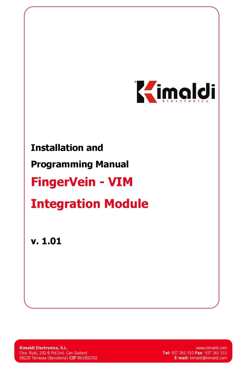 Kimaldi FingerVein Installation and programming manual Kimaldi FingerVein Installation and programming manual