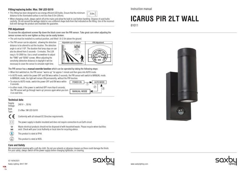 Saxby Lighting ICARUS PIR 2LT WALL instruction manual