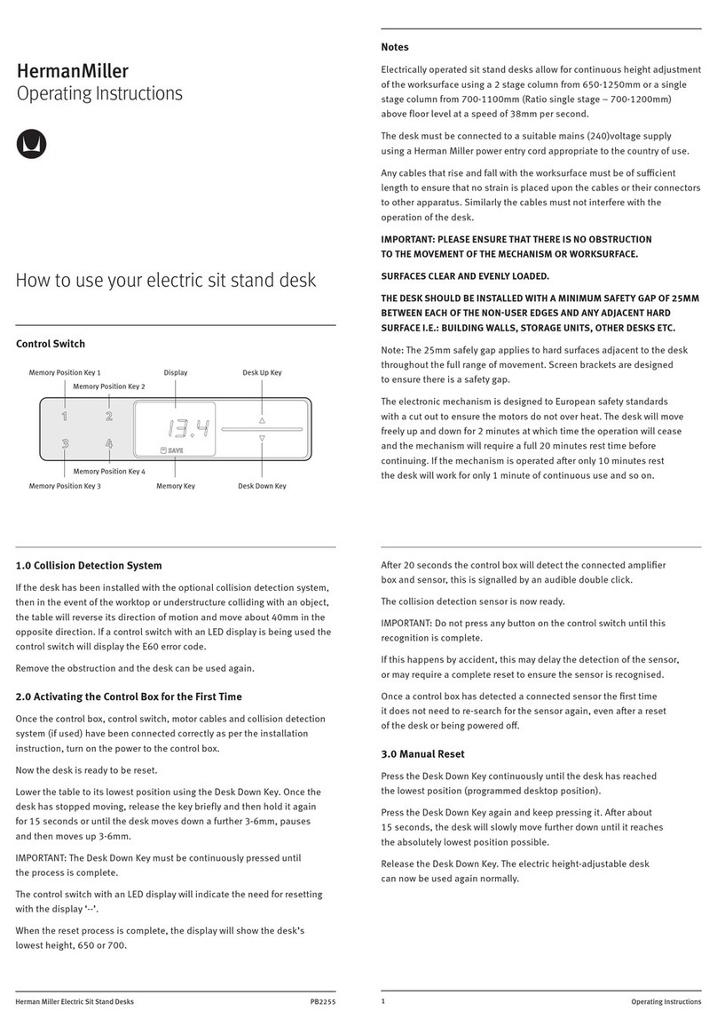 Herman Miller Electric Sit Stand Desk operating instructions