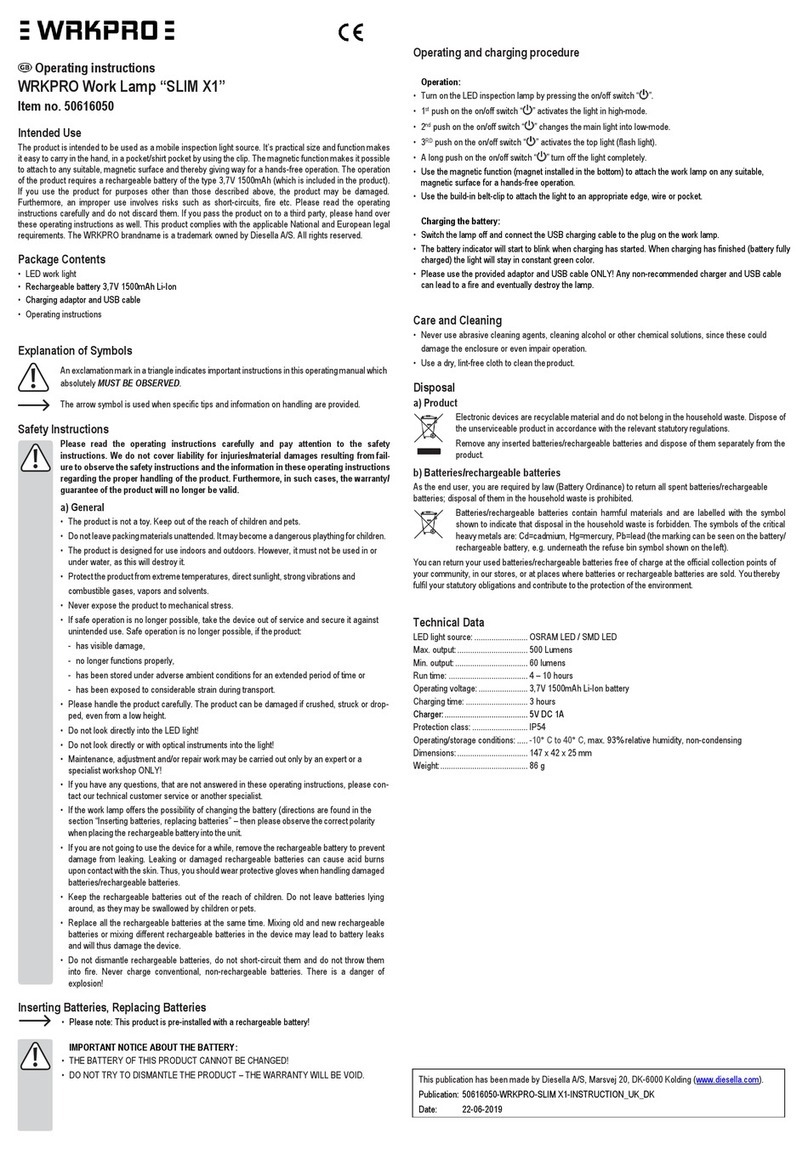WRKPRO SLIM X1 User manual