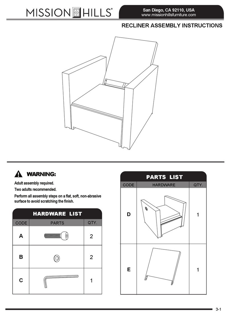 Mission Hills RECLINER Assembly instructions