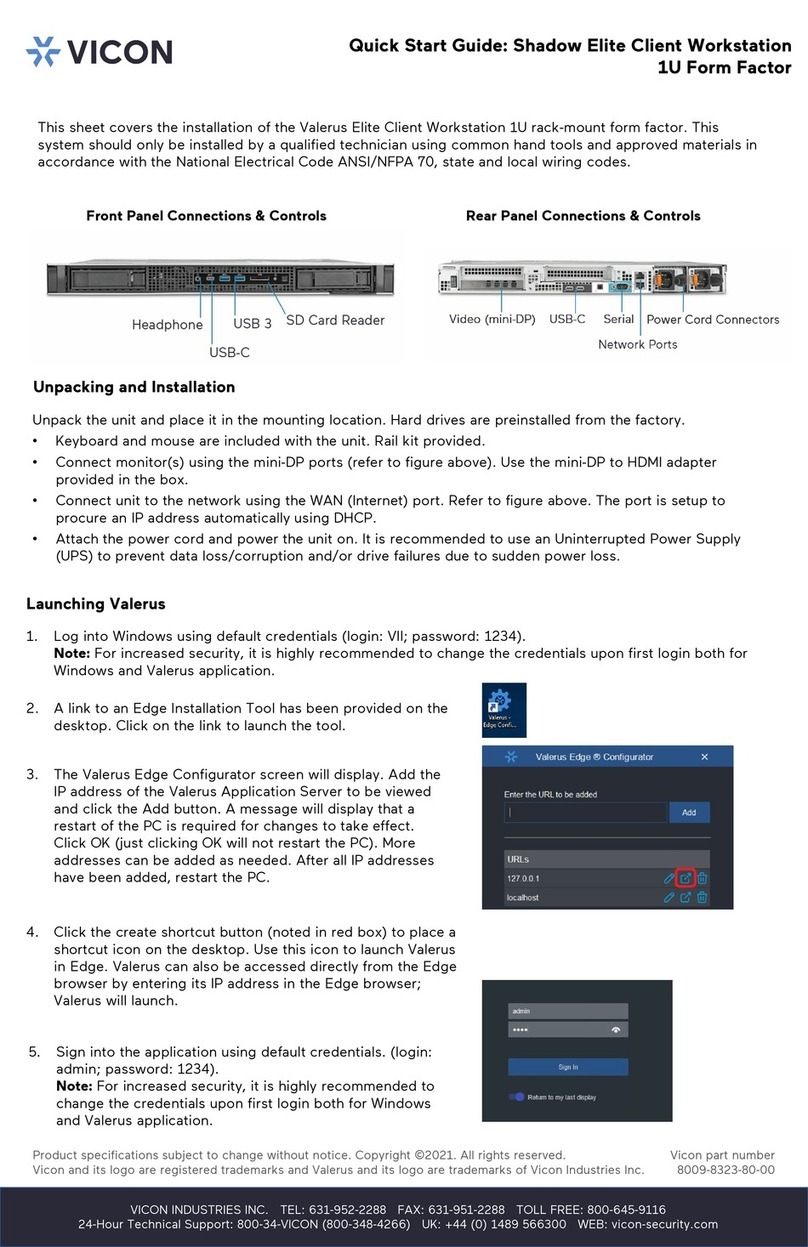 Vicon Valerus Shadow Elite quick start guide