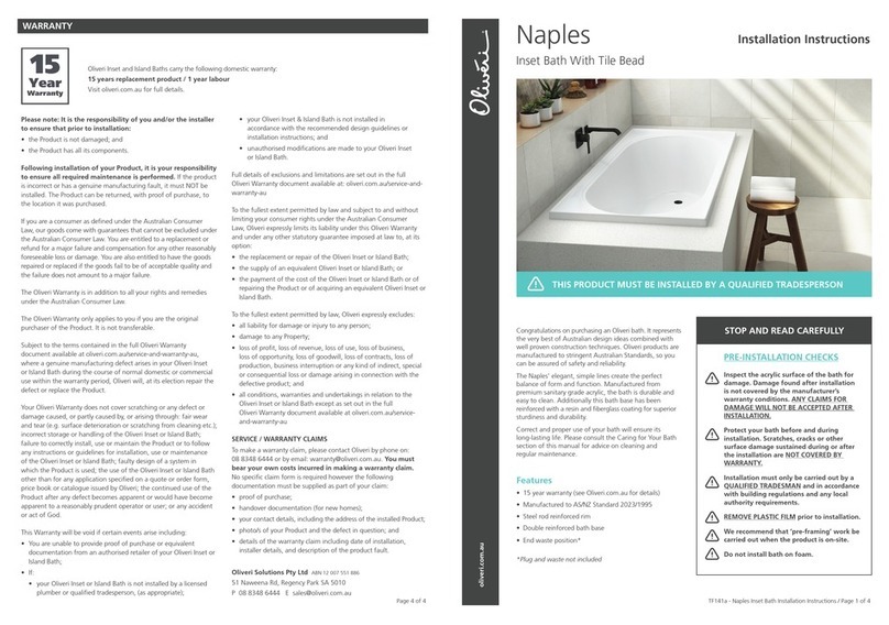 Oliveri Naples NA1665 installation instructions Oliveri Naples NA1665 installation instructions