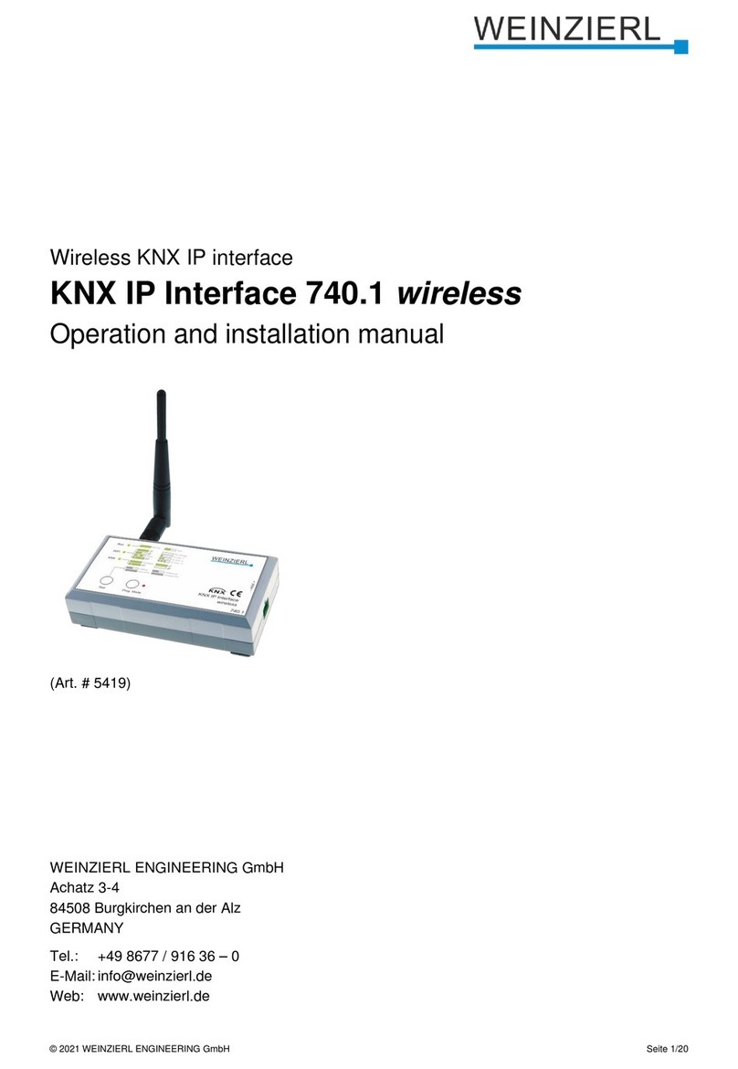 Weinzierl KNX IP Interface 740.1 wireless Operation and installation manual Weinzierl KNX IP Interface 740.1 wireless Operation and installation manual